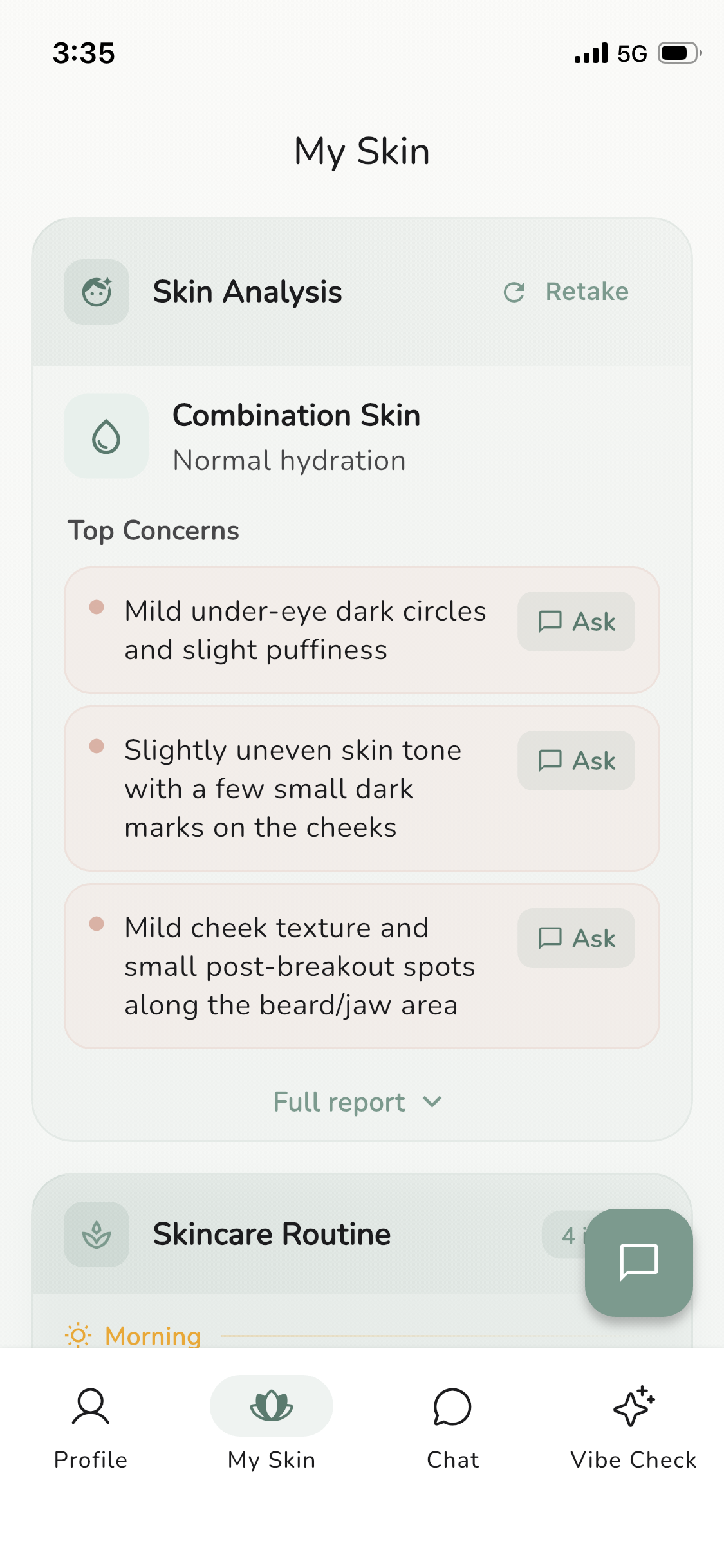 Chitti Skin Analysis — personalized skin concerns
